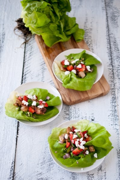 Strawberry, Chicken and Goat Cheese Lettuce Wraps