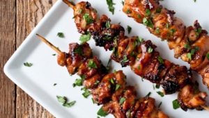 Honey Porter Glazed Chicken Skewers