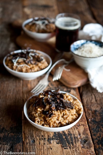 Brown Ale Farro Risotto with Roasted Mushrooms