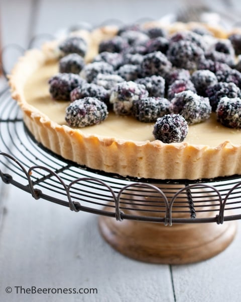 Lime Sugared Blackberry and Coconut Pale Ale Pastry Cream Tart