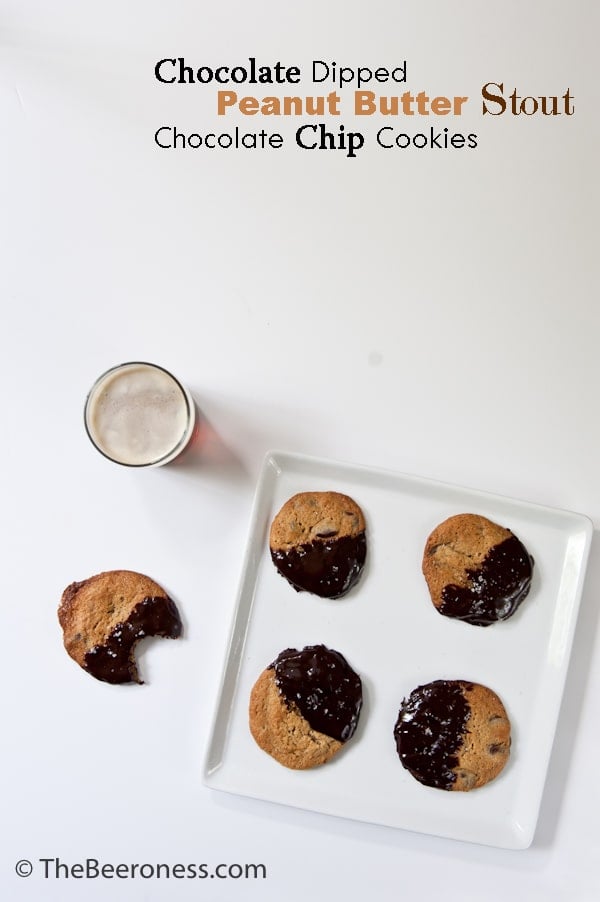 Chocolate Dipped Peanut Butter Stout Chocolate Chip Cookies-P