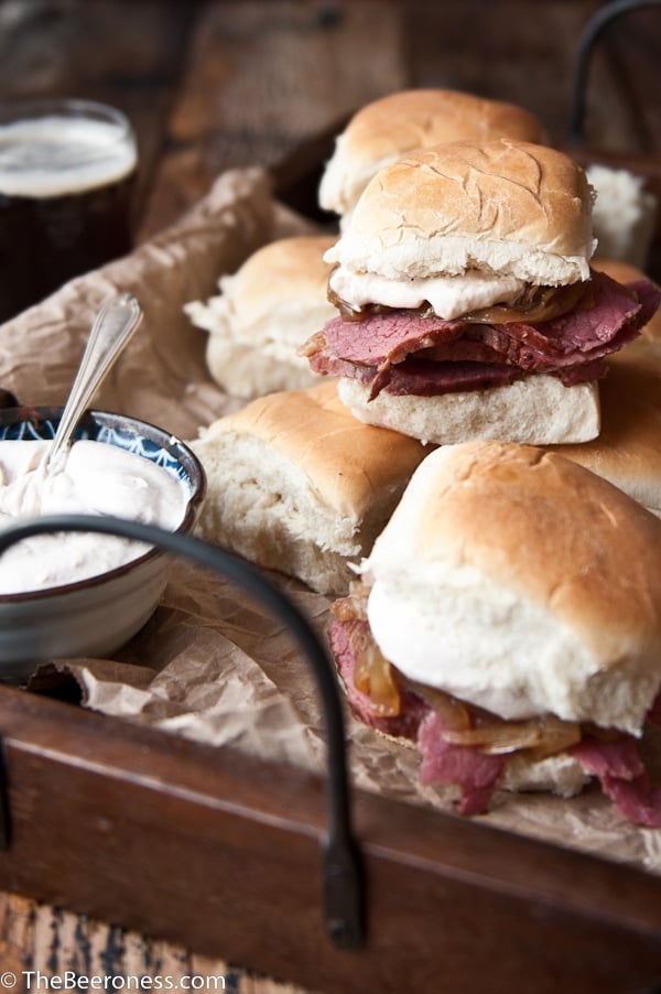 Slow Cooker Beer Brisket Sandwiches with Horseradish Sour Cream