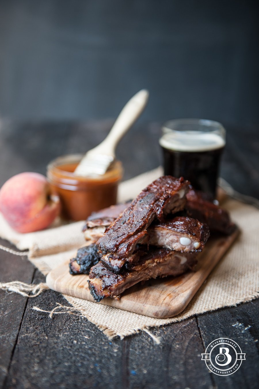 Pork Ribs with Chipotle Peach Beer Barbecue Sauce