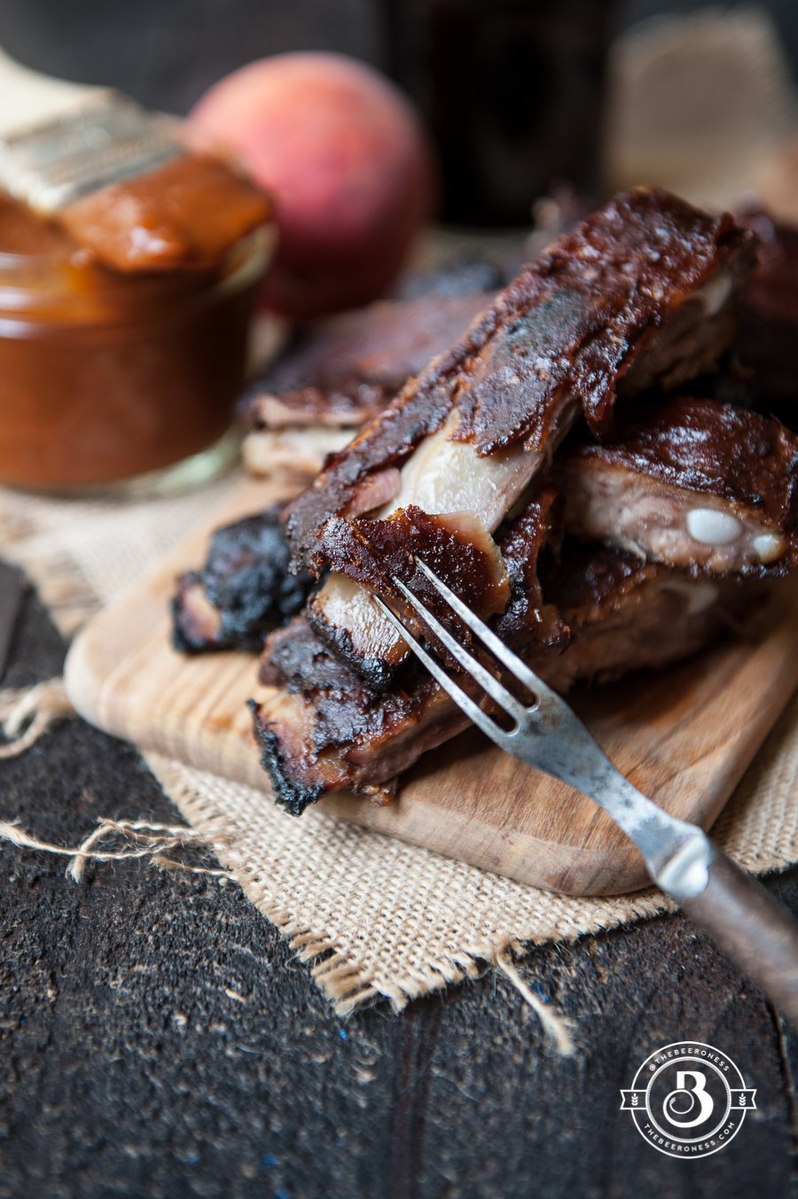 Pork Ribs with Chipotle Peach Beer Barbecue Sauce-3