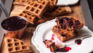 Peanut Butter Belgian Ale Waffles with Blackberry Gose Syrup + Four Secrets to the Perfect Waffles