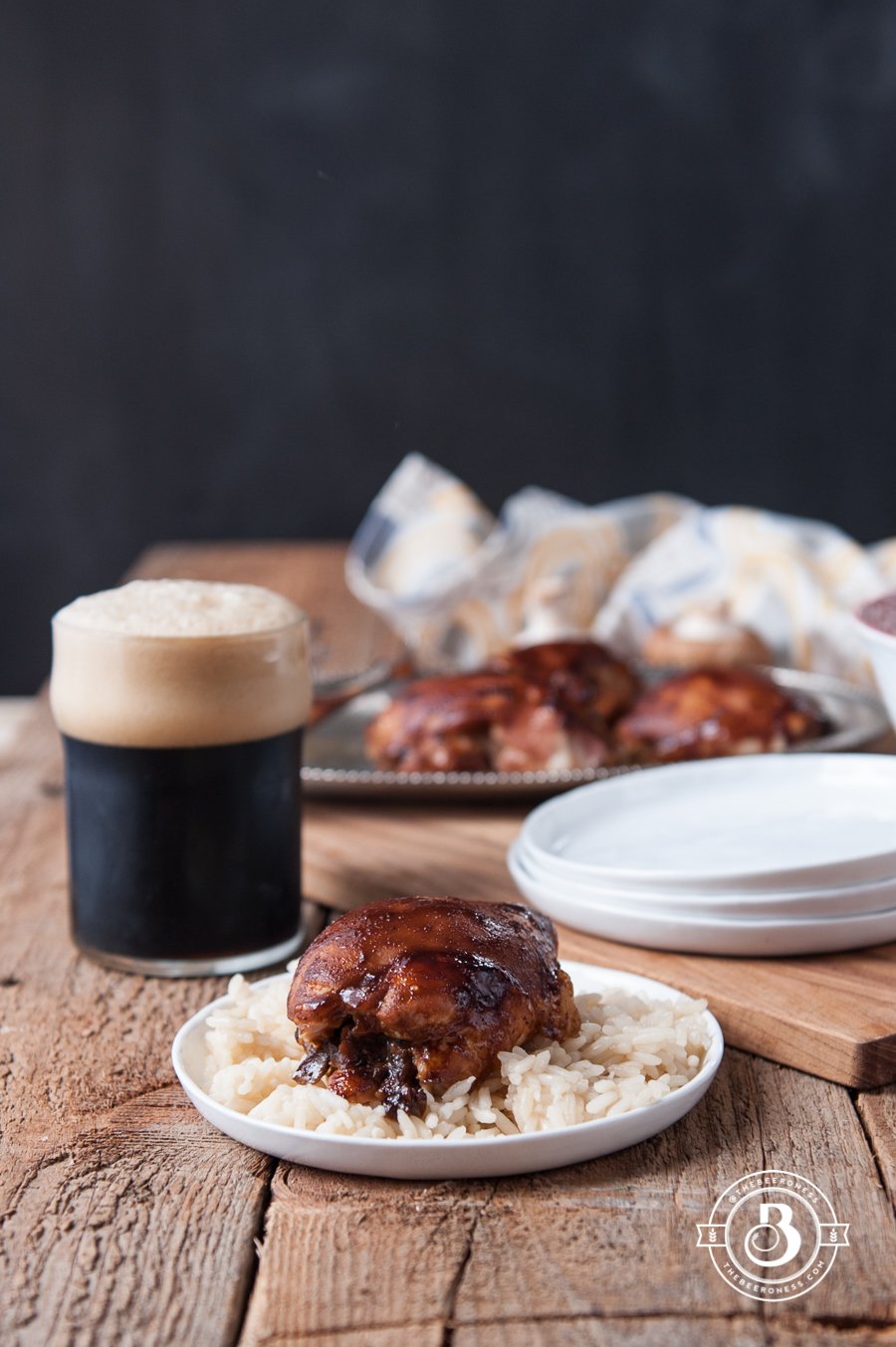 Mushroom Stuffed Hoisin Stout Glazed Chicken Thighs2