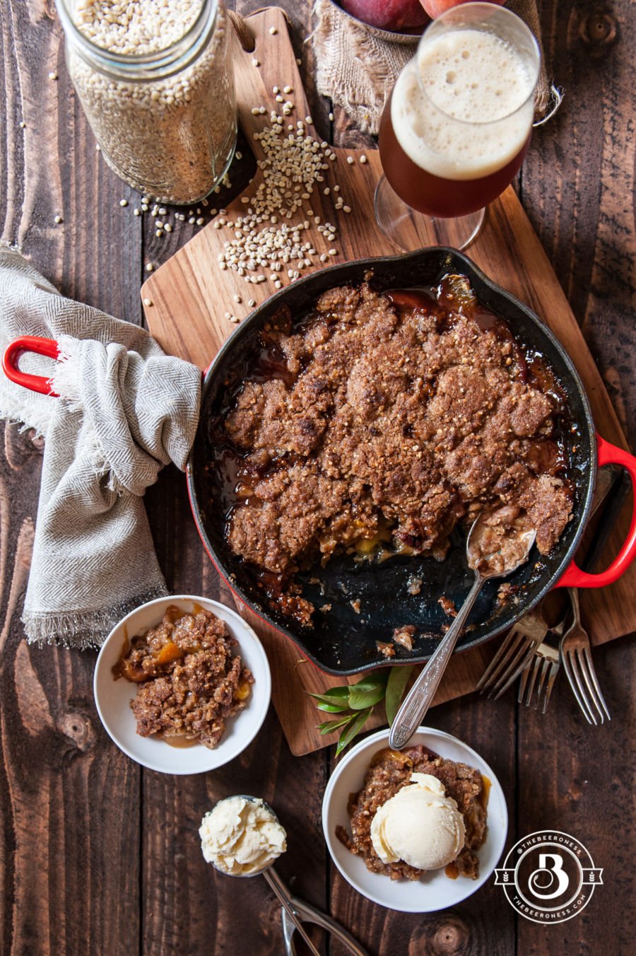 Brown Sugar Barley and Belgian Ale Peach Skillet Crisp9