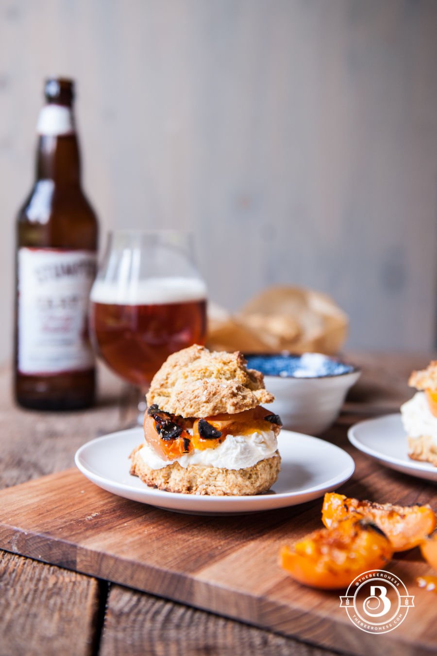 Grilled Apricot Saison Shortcakes with Ginger Mascarpone Whipped Cream1