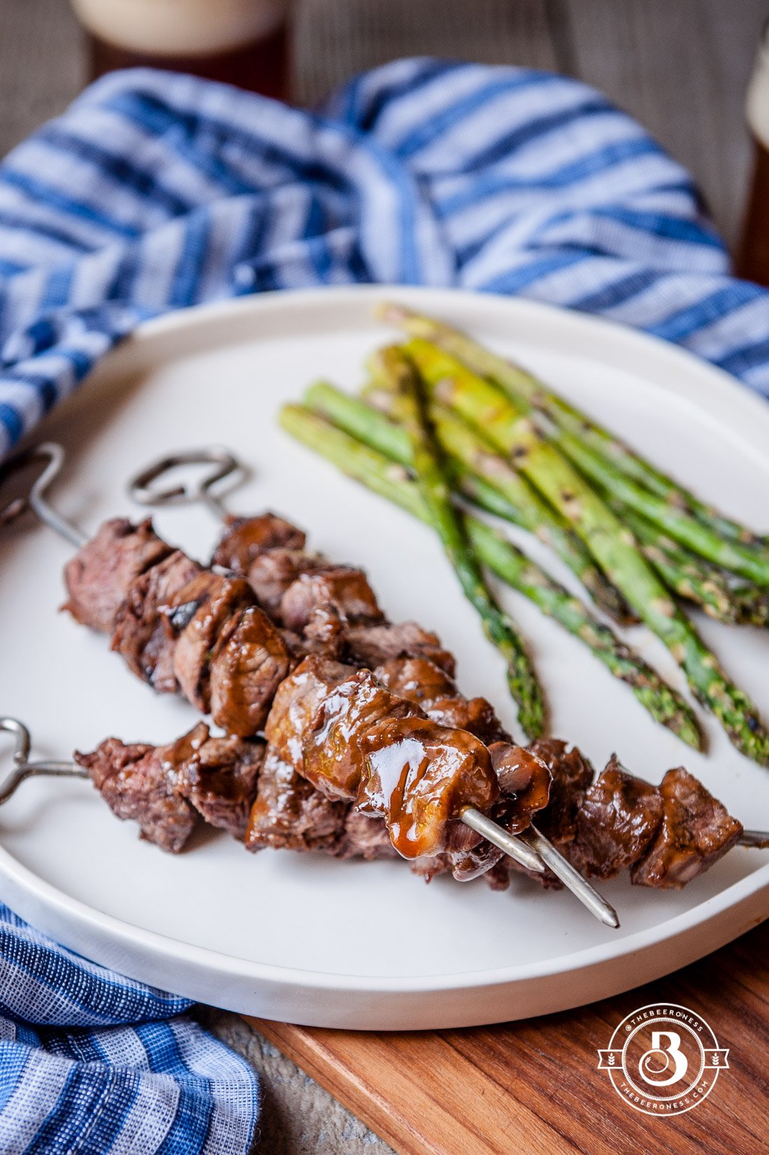 Grilled Beer Brined Filet Tips with Hoisin Glaze, just 4 ingredients and SO good.