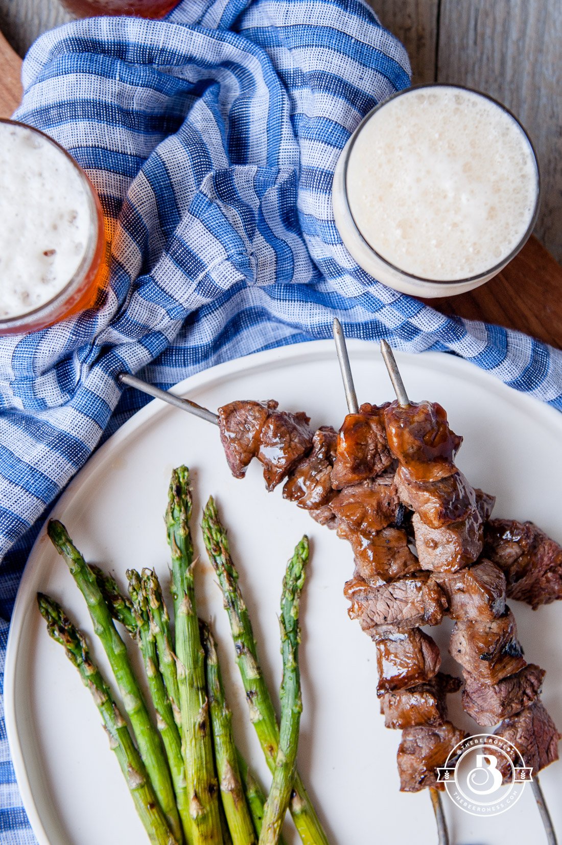 Grilled Beer Brined Filet Tips with Hoisin Glaze, just 4 ingredients and SO good.