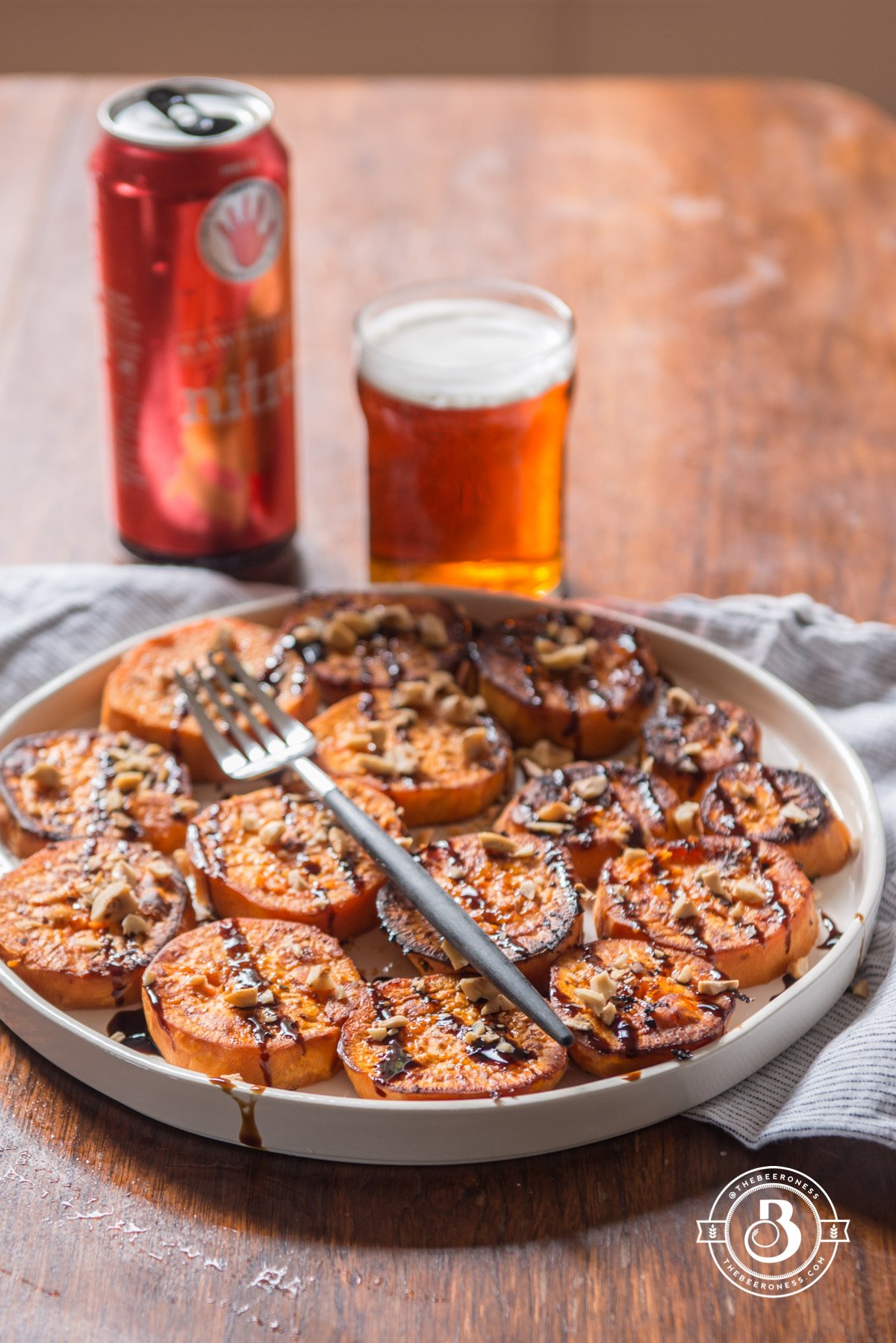 Melting Beer Sweet Potatoes with Balsamic and Hazelnuts